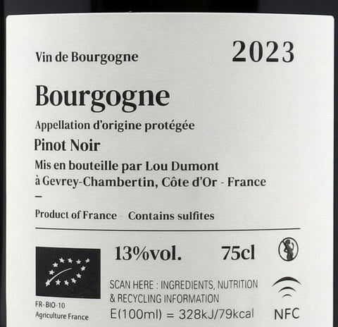 2023 Lou Dumont Bourgogne Rouge BIO dessus-dessous