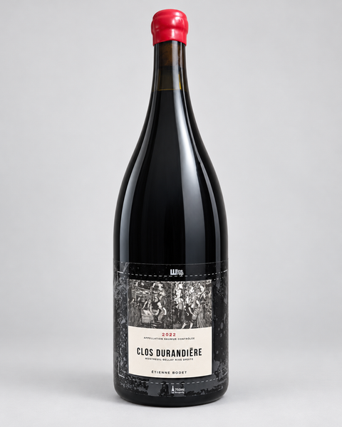 Étienne Bodet Clos Durandière Saumur Rouge 2022 Magnum 1.5L — 淺灰色無縫背景，中性打光；4:5，完整酒瓶