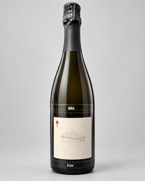 Krack Sekthaus Langenmorgen Riesling Sekt Brut Nature 2019 — 淺灰色無縫背景，中性打光